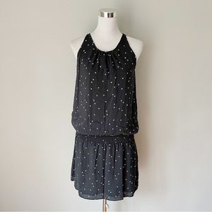 Dylan Charcoal Polka Dot Grey Viscose Mini Dress Size S